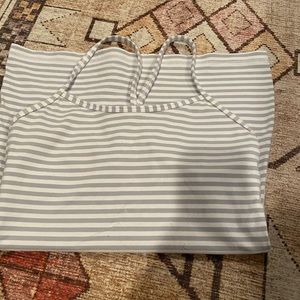 Lululemon size 4 power y tank. Grey and white striped
